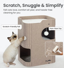 Made4Pets 2-Story Indoor Cat House Cube Bed Tunnel Condo