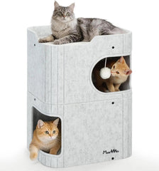 Made4Pets 2-Story Indoor Cat House Cube Bed Tunnel Condo