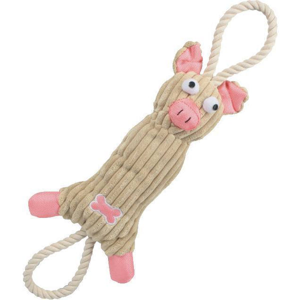 Pet Life Plush Cow Dog Toy – Jute Rope & Squeaker